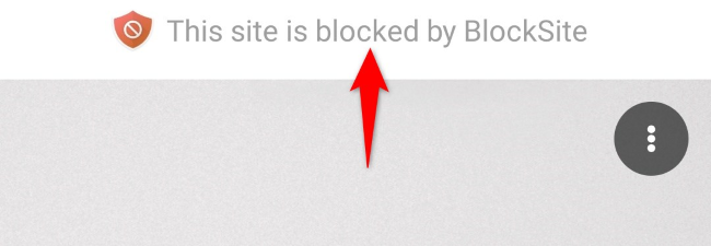 Сообщение BlockSite при попытке открыть заблокированный сайт