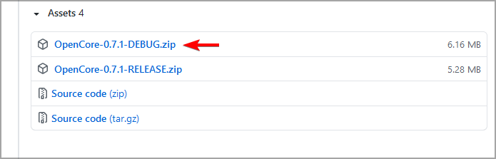 Страница загрузки OpenCore