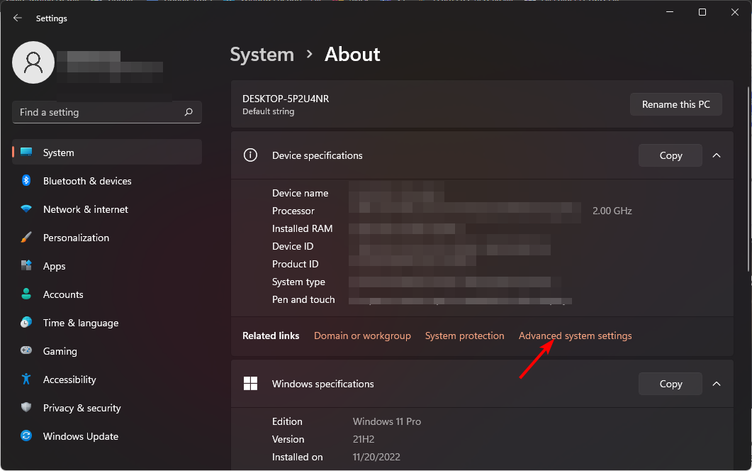 Дополнительные параметры системы