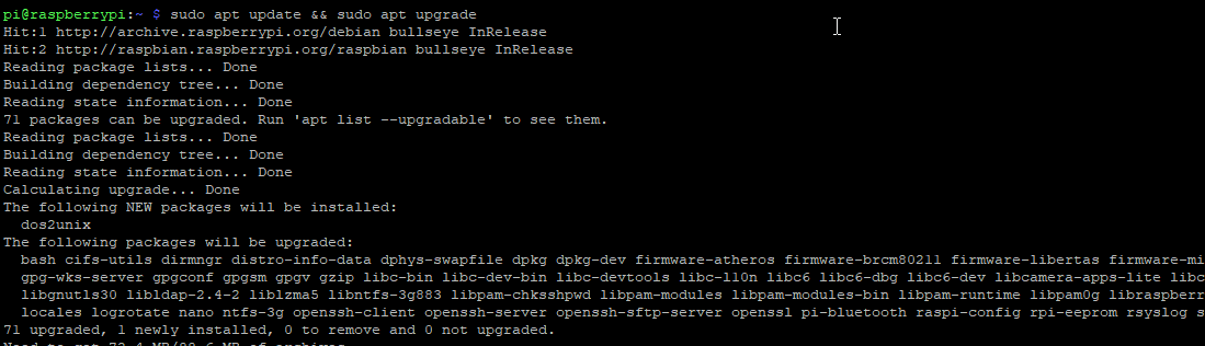 Обновление и установка пакетов на Raspberry Pi