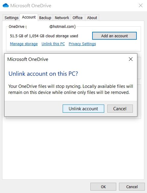 Выключение OneDrive в Windows 10