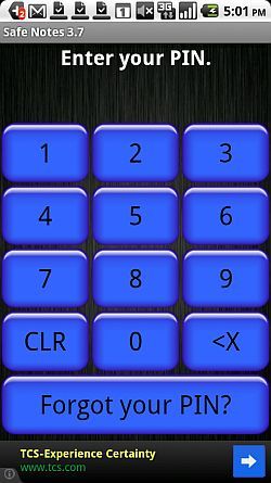 Зашифрованная заметка на экране смартфона