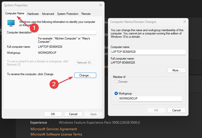 Скриншот: смена на рабочую группу
