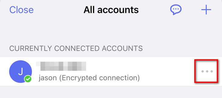 Нажмите кнопку меню рядом с аккаунтом.