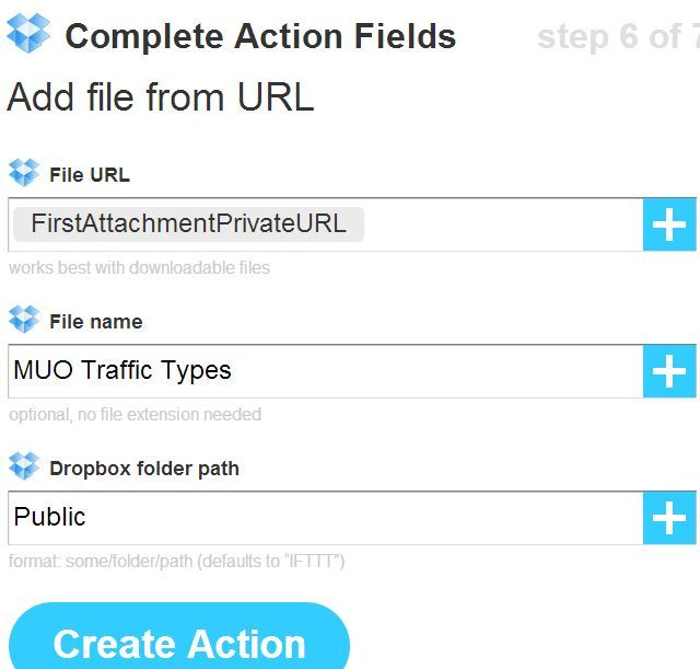 Сохранение вложения в Dropbox через IFTTT