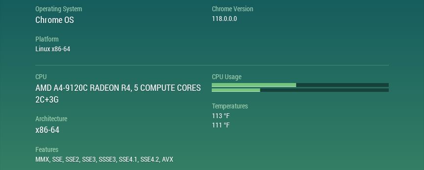 Определение архитектуры процессора Chromebook в утилите Cog