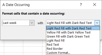 Select the format for the date