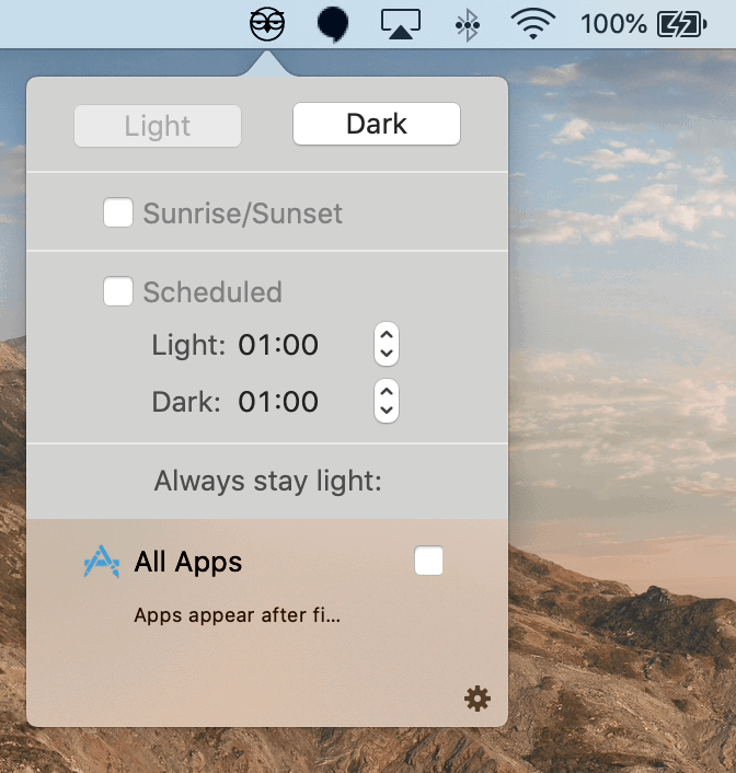 Иконка NightOwl в строке меню macOS