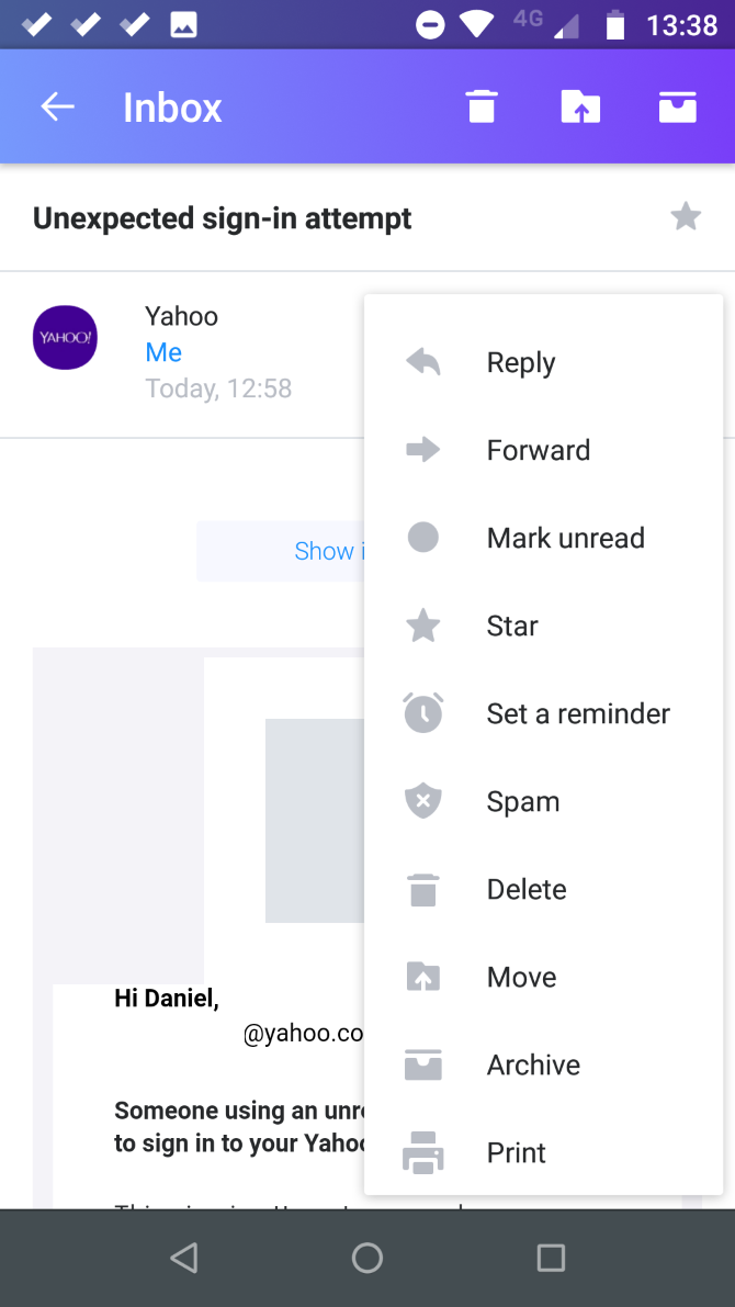 yahoo block email smartphone