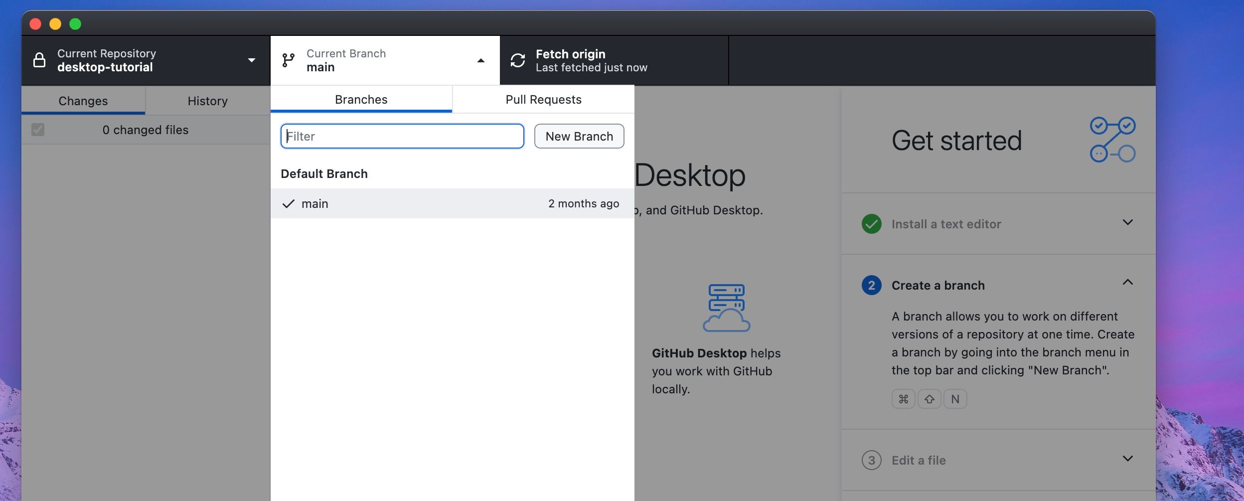Adding a New Branch in GitHub Desktop