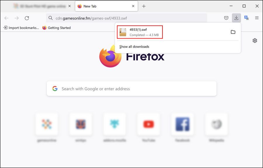 Скачанный SWF в Firefox