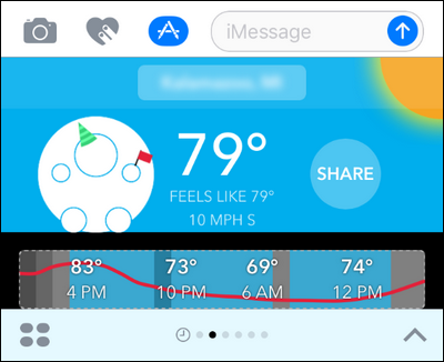 Выбор iMessage приложения в панели