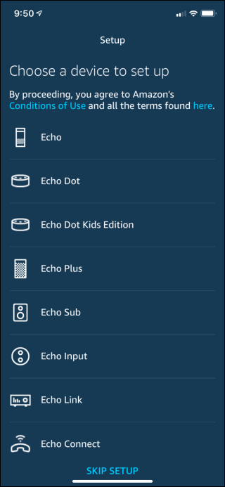 Экран приложения Alexa при добавлении устройства.