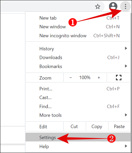 Settings in Google Chrome Menu
