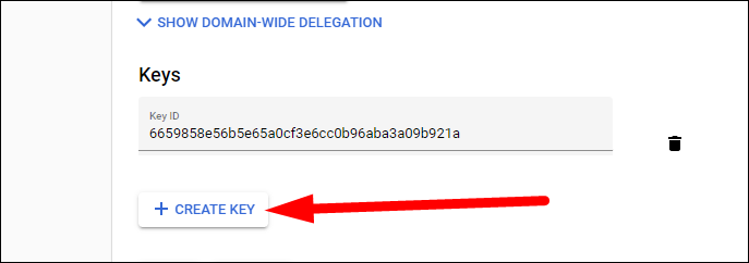 Создание ключа доступа для сервисного аккаунта