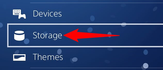 Выберите «Хранилище» в настройках