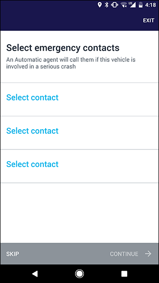 Экран добавления экстренных контактов в приложении