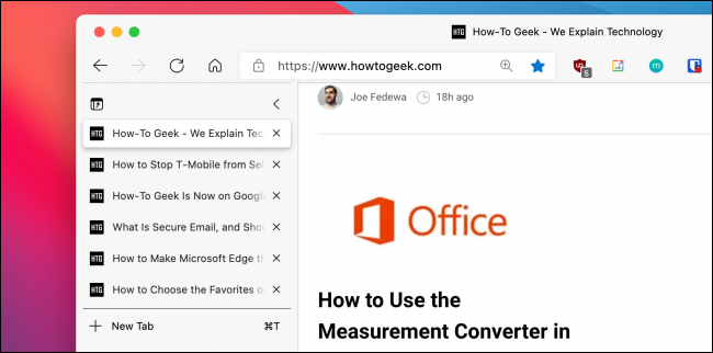 Вертикальные вкладки в боковой панели Microsoft Edge