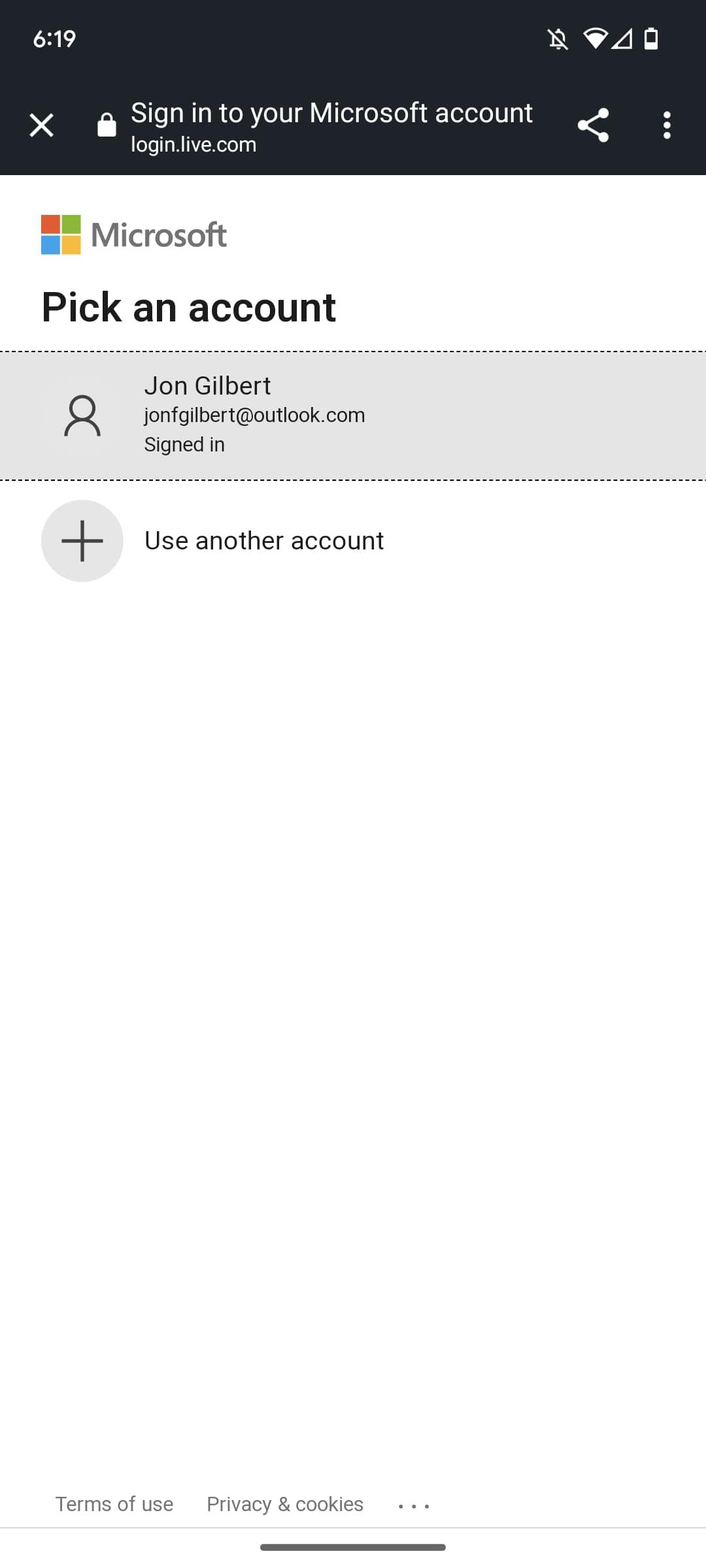 экран входа Microsoft в Alexa