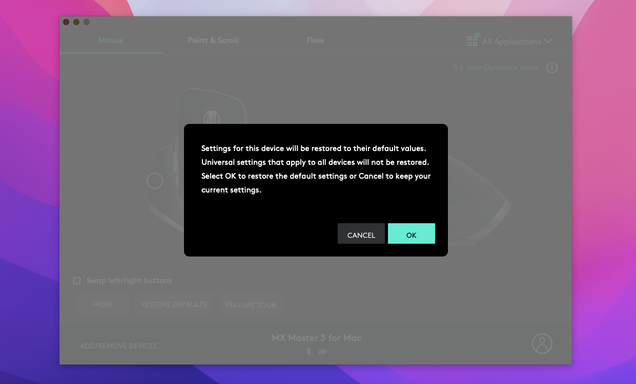 Сброс настроек мыши Logitech к заводским