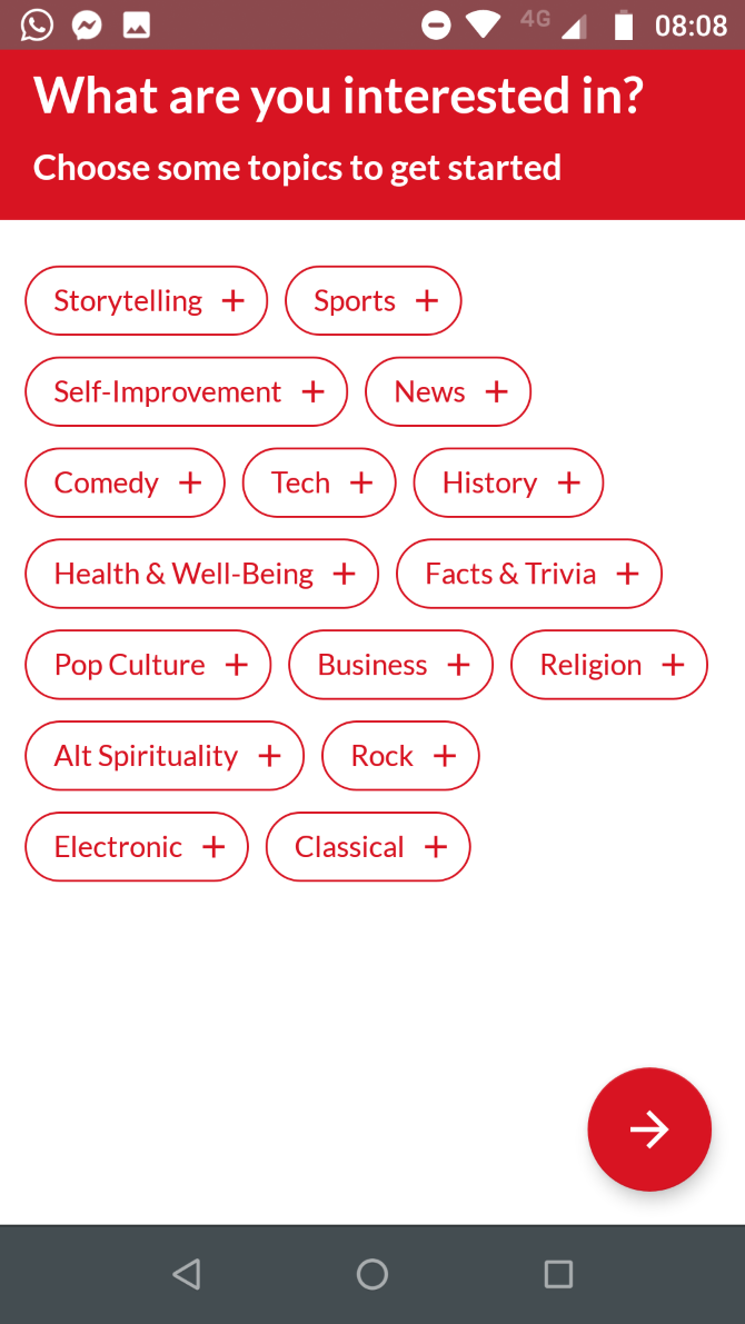 Список тем в Player FM