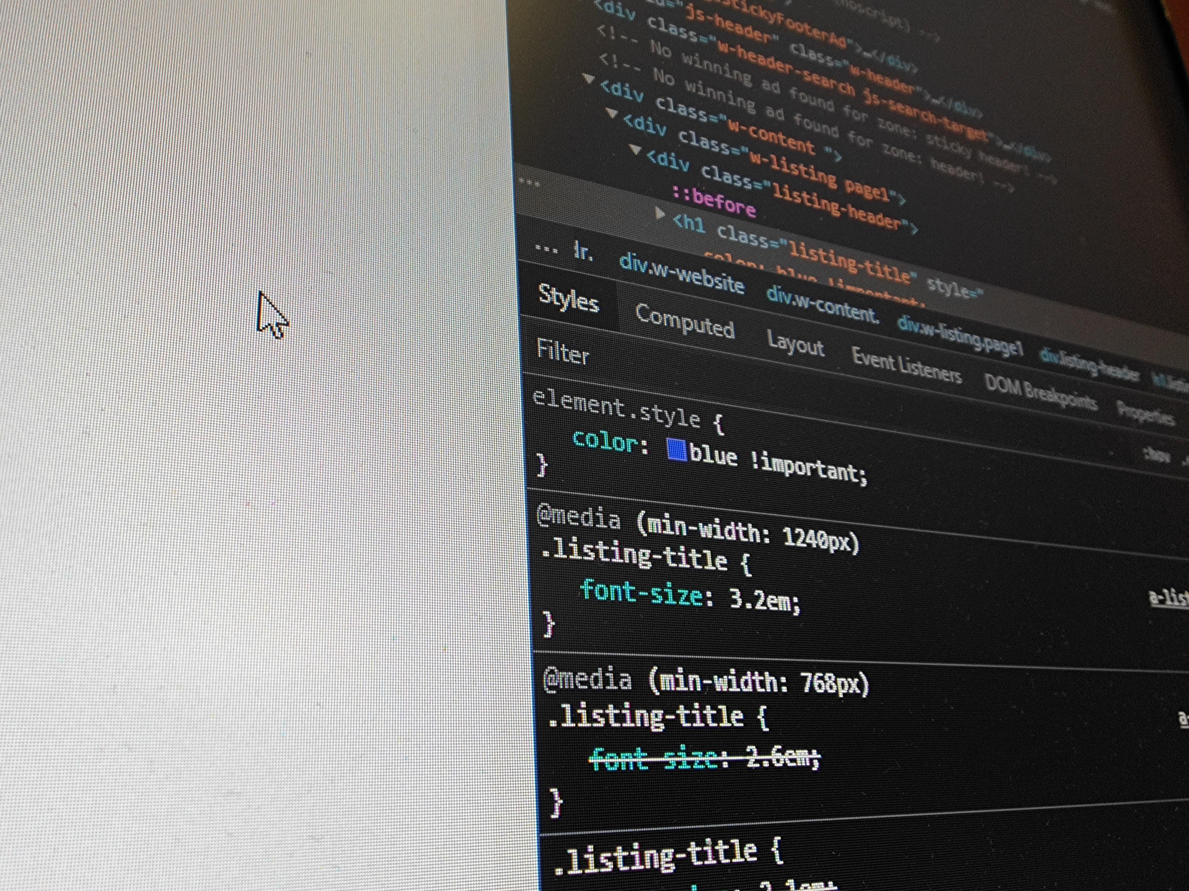 Цвет текста не меняется — окно инспектора