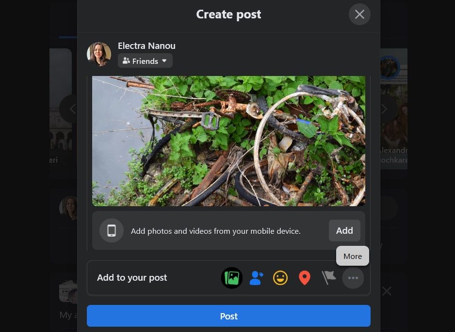 Иконки при создании публикации в Facebook