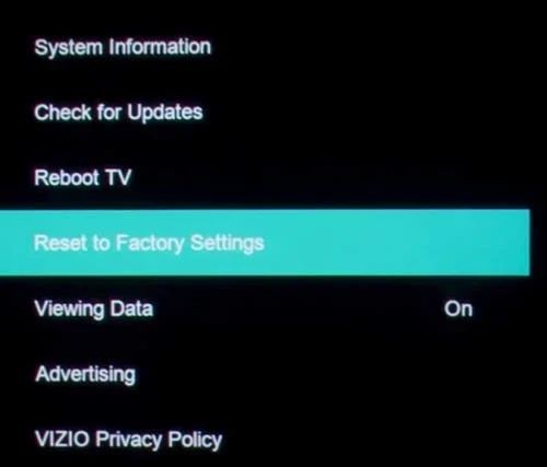 Vizio TV 뒷면 버튼 확대 사진