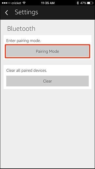 Режим сопряжения Bluetooth в приложении Alexa