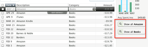 Графики и фильтры по категориям в Mint