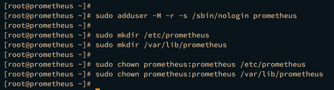 Создание пользователя и директорий Prometheus