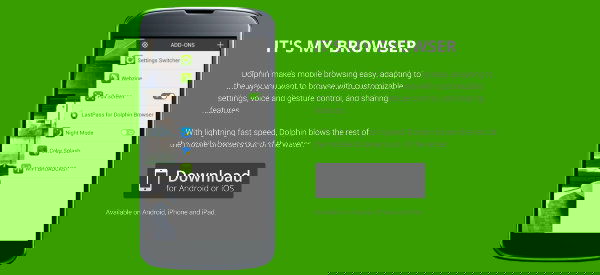Интерфейс браузера Dolphin на Android