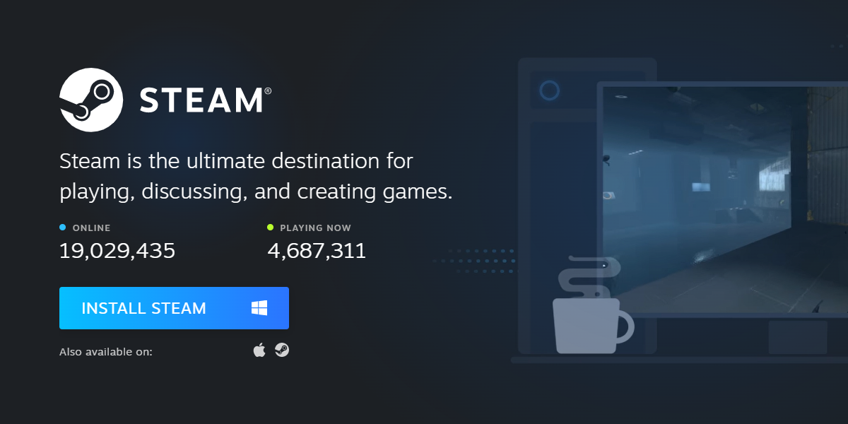 Страница загрузки клиента Steam