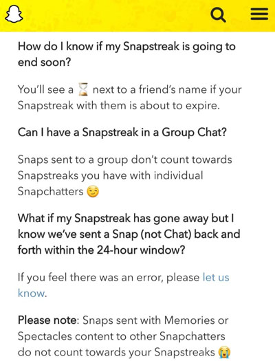 Scelta della voce per Snapstreak scomparso