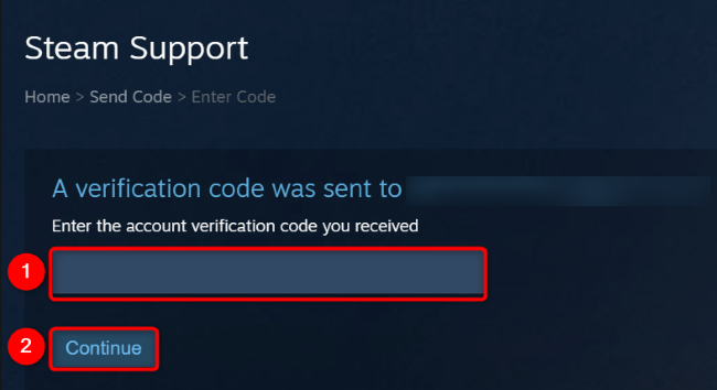 Введите код и нажмите «Продолжить».