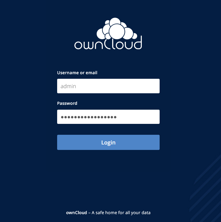 Страница входа ownCloud