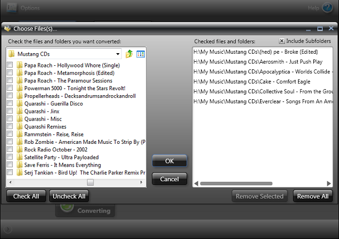 Интерфейс MuvAudio с настройками конвертации