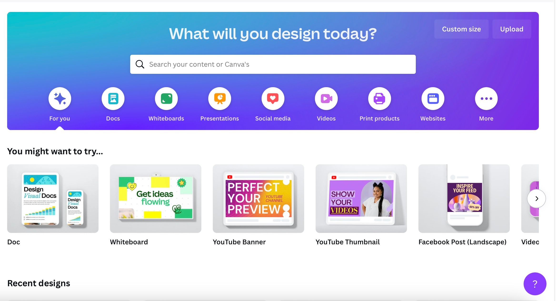 Строка поиска «Search your content or Canva's» в интерфейсе Canva