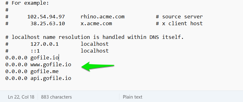 Правка файла hosts в Windows