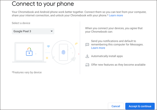 Выберите Android‑телефон для подключения к Chromebook
