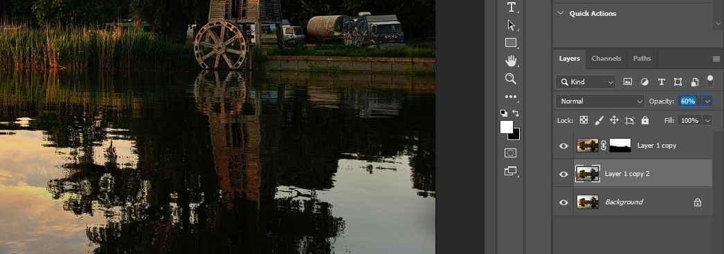 Шаг 2 Reduce the Opacity to 60 percent