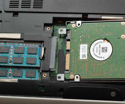 RAM and an SSD inside a Windows PC laptop.