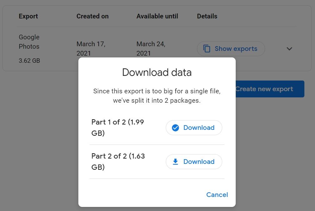 Экспорт Google Photos через Takeout