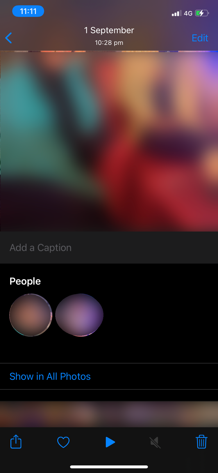 swipe up on photo album