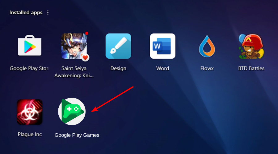 Интерфейс Google Play Games в эмуляторе на экране компьютера
