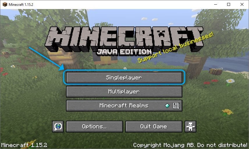 Экран Minecraft: Singleplayer
