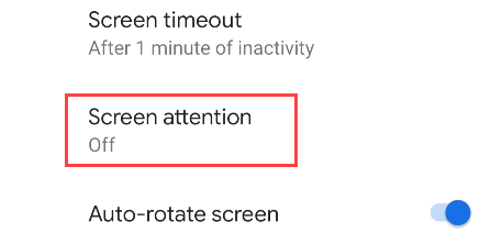 выберите screen attention
