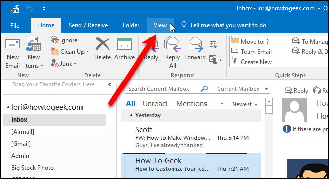 Скрыть панель чтения в Outlook — Windows и Mac