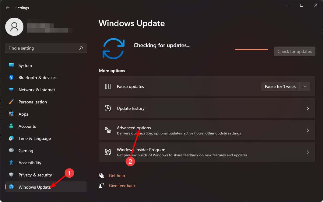 Раздел «Дополнительные параметры» Windows Update в Windows 11