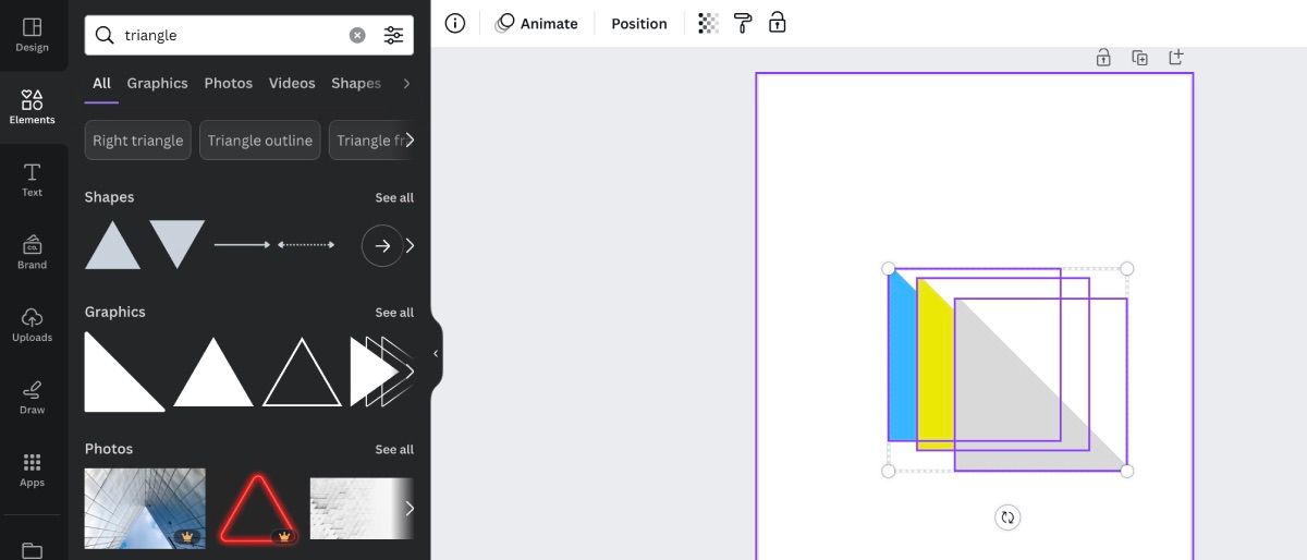 Adding shapes using Canva's Element tab